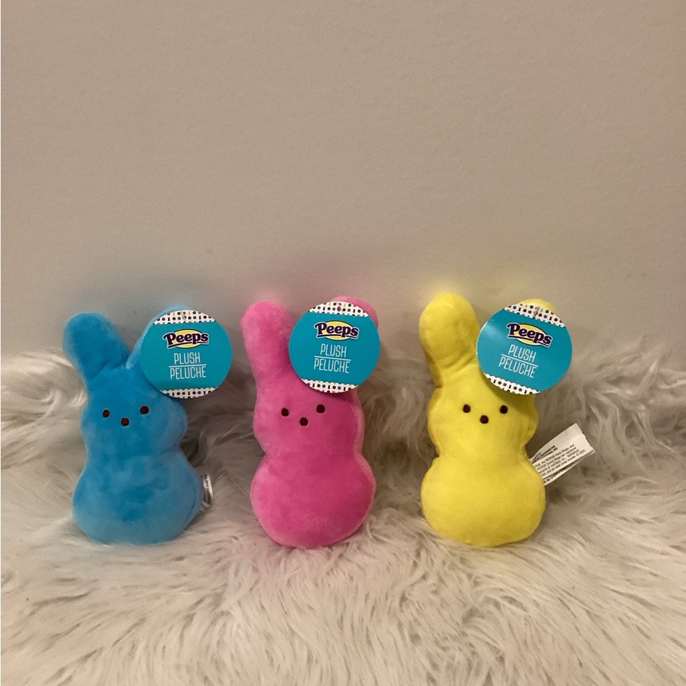 Peeps Plush Bunny Trio - Blue, Pink, Yellow